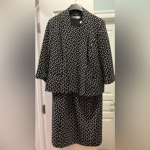 Kasper Black White Sleeveless Dress with Matching Jacket 16W, NWOT